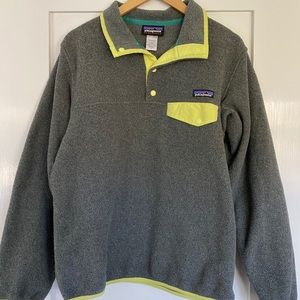 Patagonia Women’s Synchilla Fleece Pullover, Size Small, Grey and Yellow